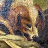 Painting old animal painting, dog Greuze, eighteenth