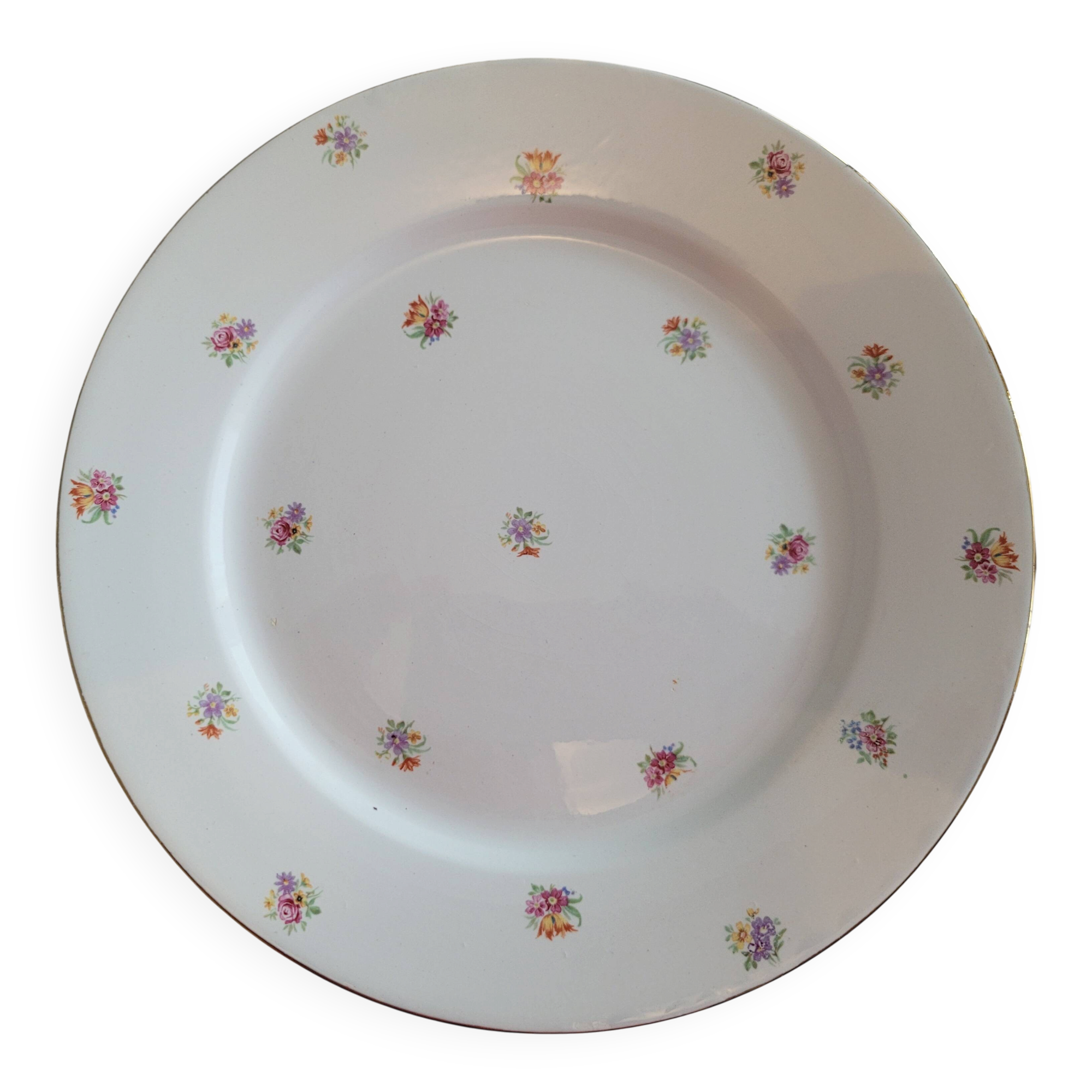 6 flat plates from Digoin Sarreguemines with floral decoration.