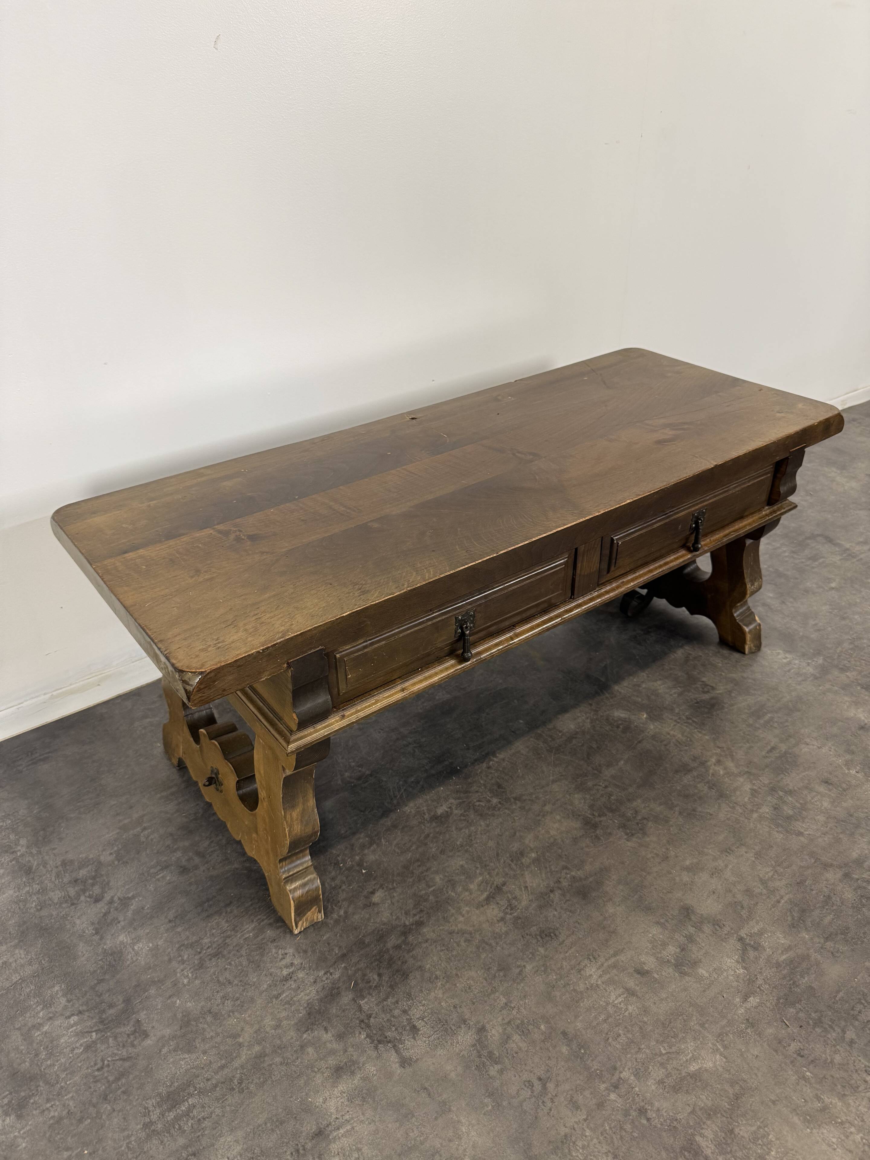 Spanish style walnut coffee table