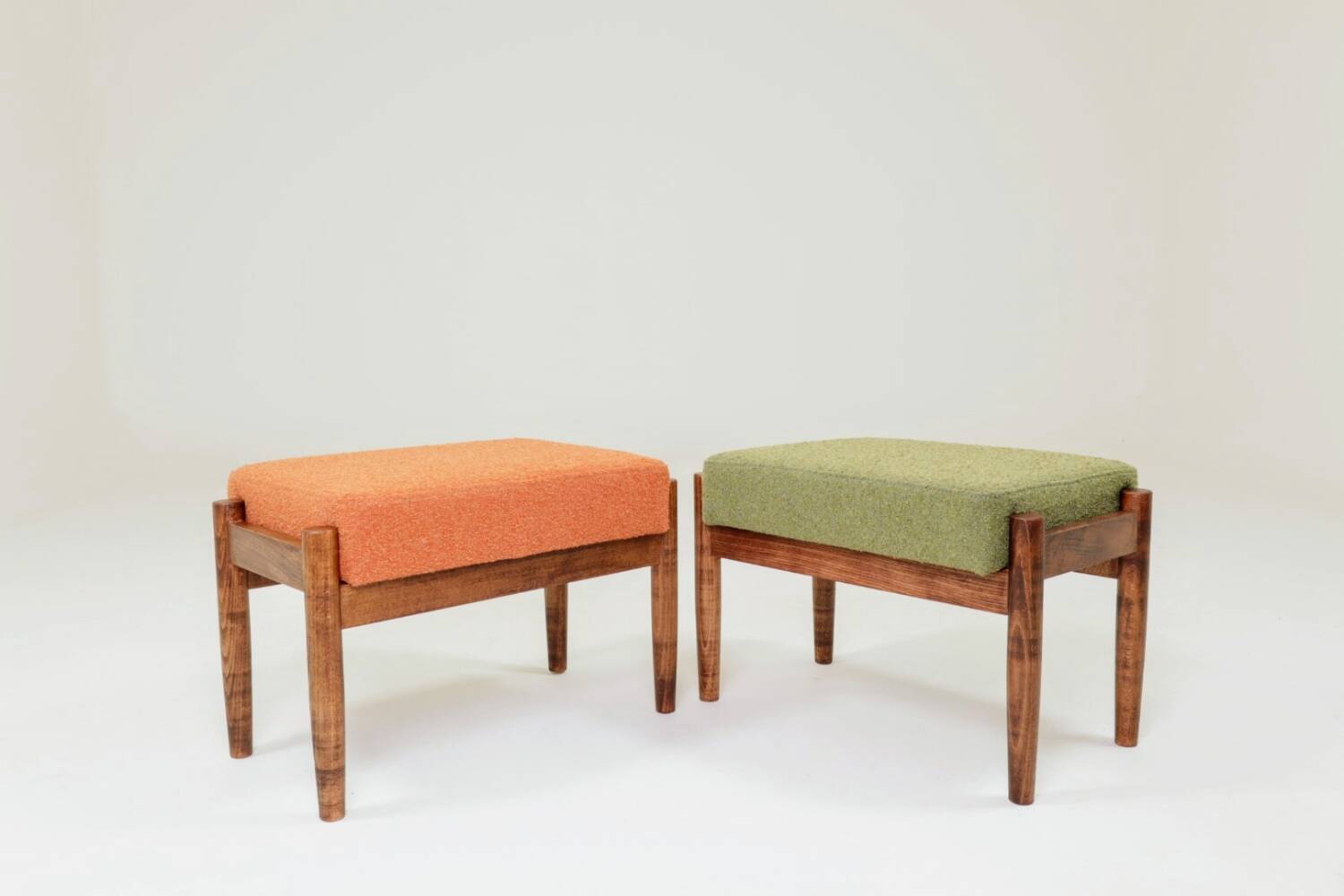 Scandinavian orange/green stool set of 2