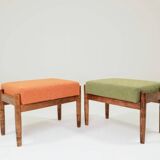 Scandinavian orange/green stool set of 2