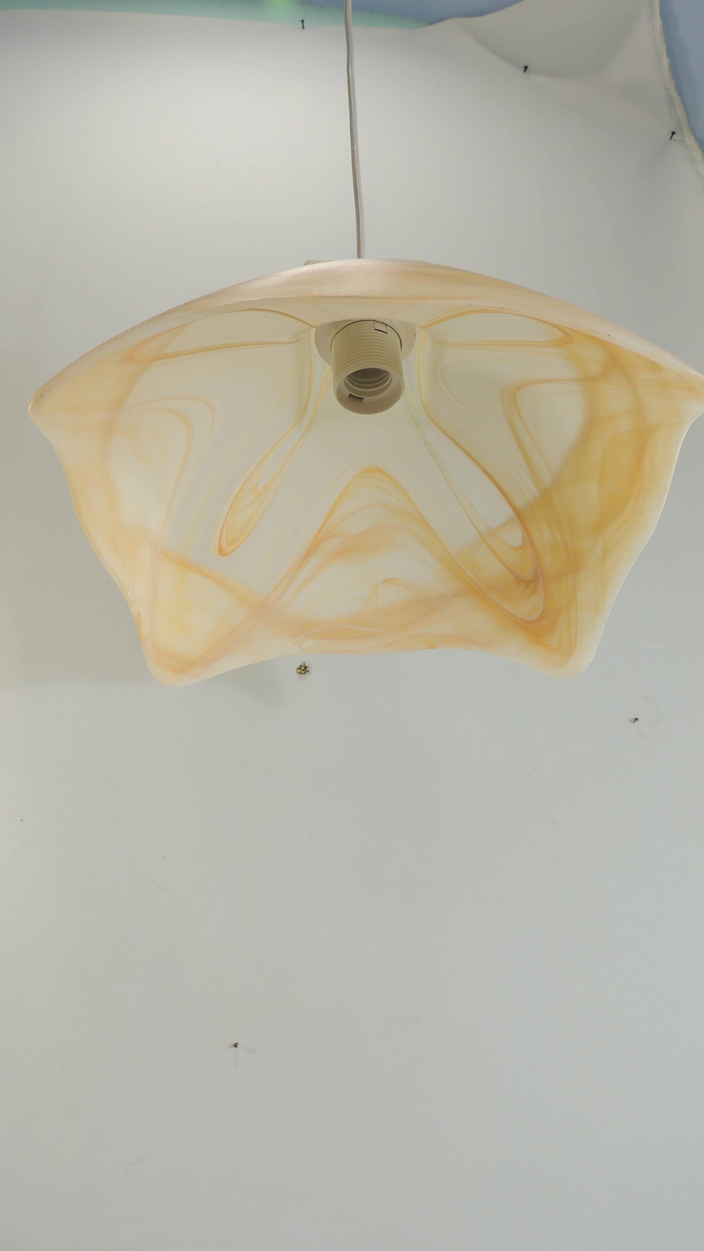1970s vintage honey marbled glass suspension – retro design light fixture