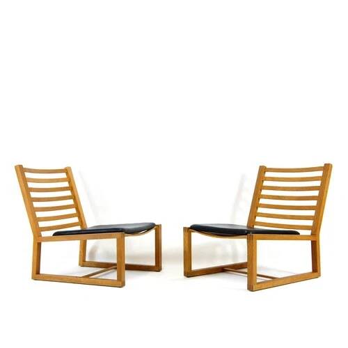 PAIR Retro Vintage Danish Design Oak Easy Chair Lounge Armchair Mid Century