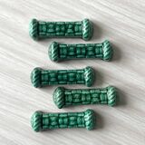 5 green ceramic knife holders with bamboo effect