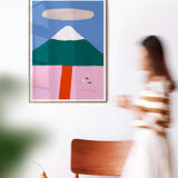 Affiche murale montagne Mont Fuji avec des chevaux 30cm*40cm