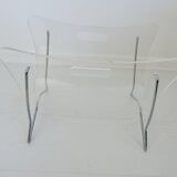 Magazine rack for Roche Bobois in plexiglass and chromed metal, 1970