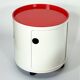 Pair of 70s Kartell Componibili on Wheels in Off White and Coral
