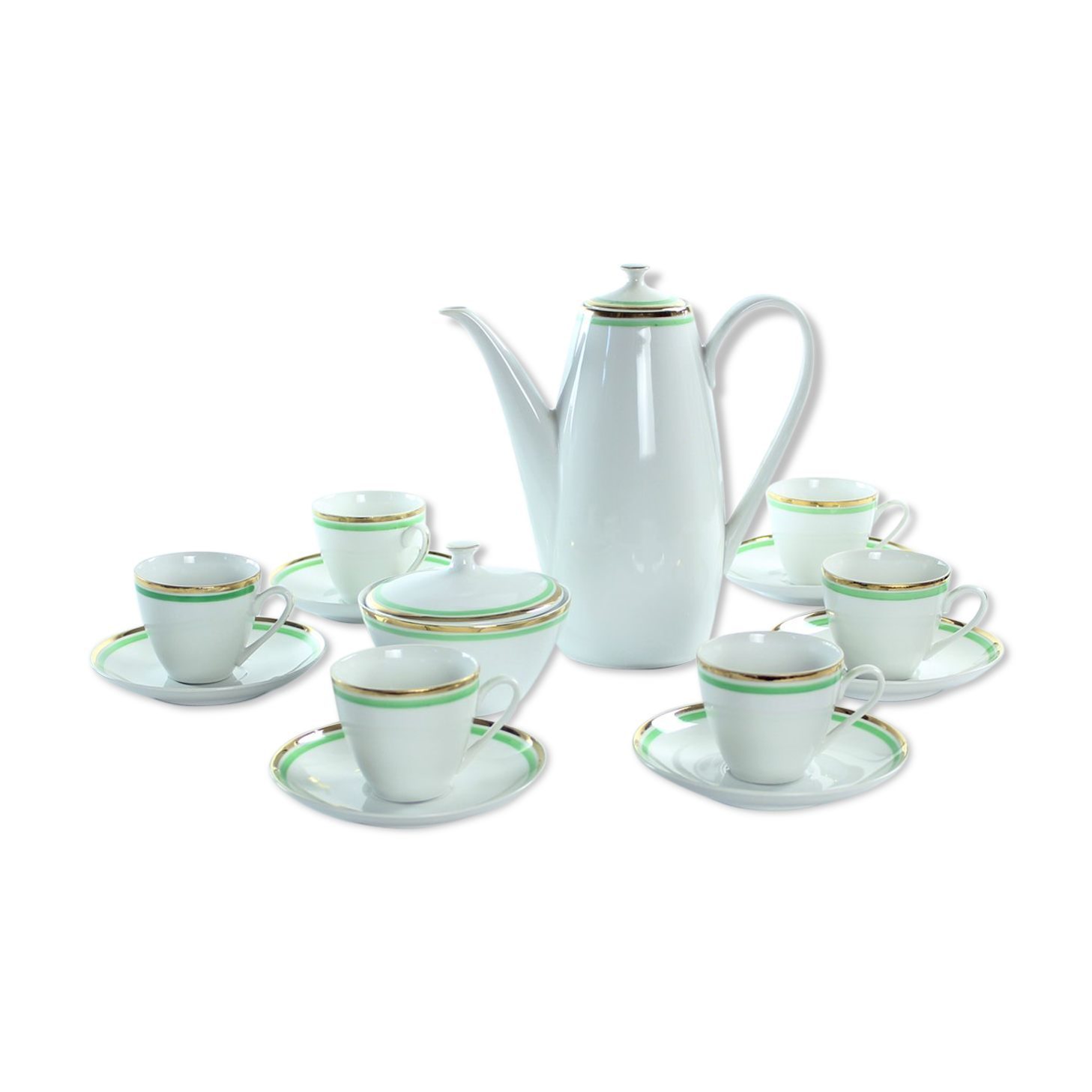 Mid Centtury Porcelain Coffee Set, Czechoslovakia 1954