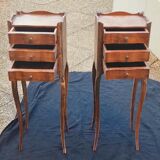 Beautiful pair of bedside tables, in walnut wood, Louis XV style