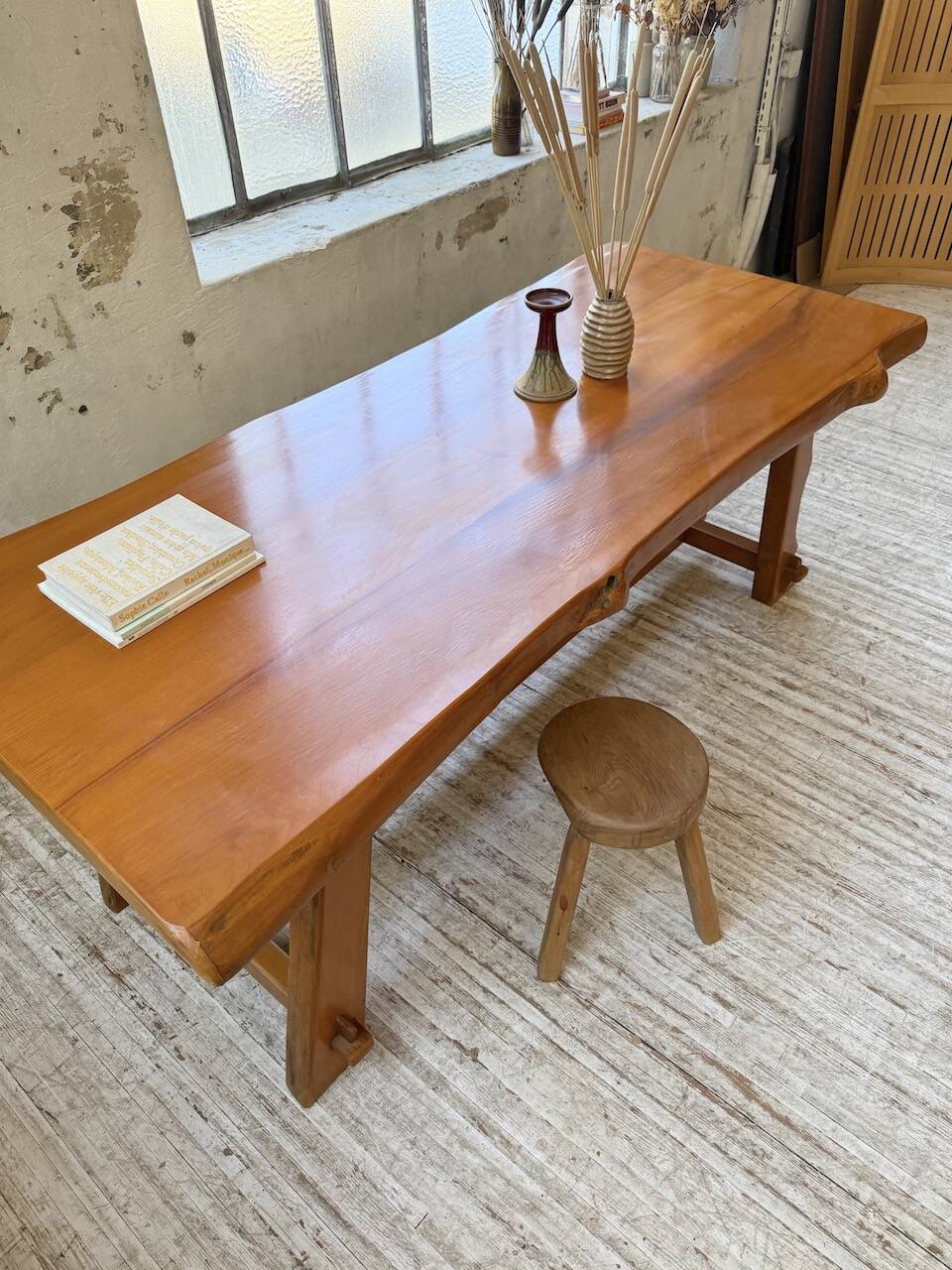 Aranjou farmhouse table in blond elm, 1950s