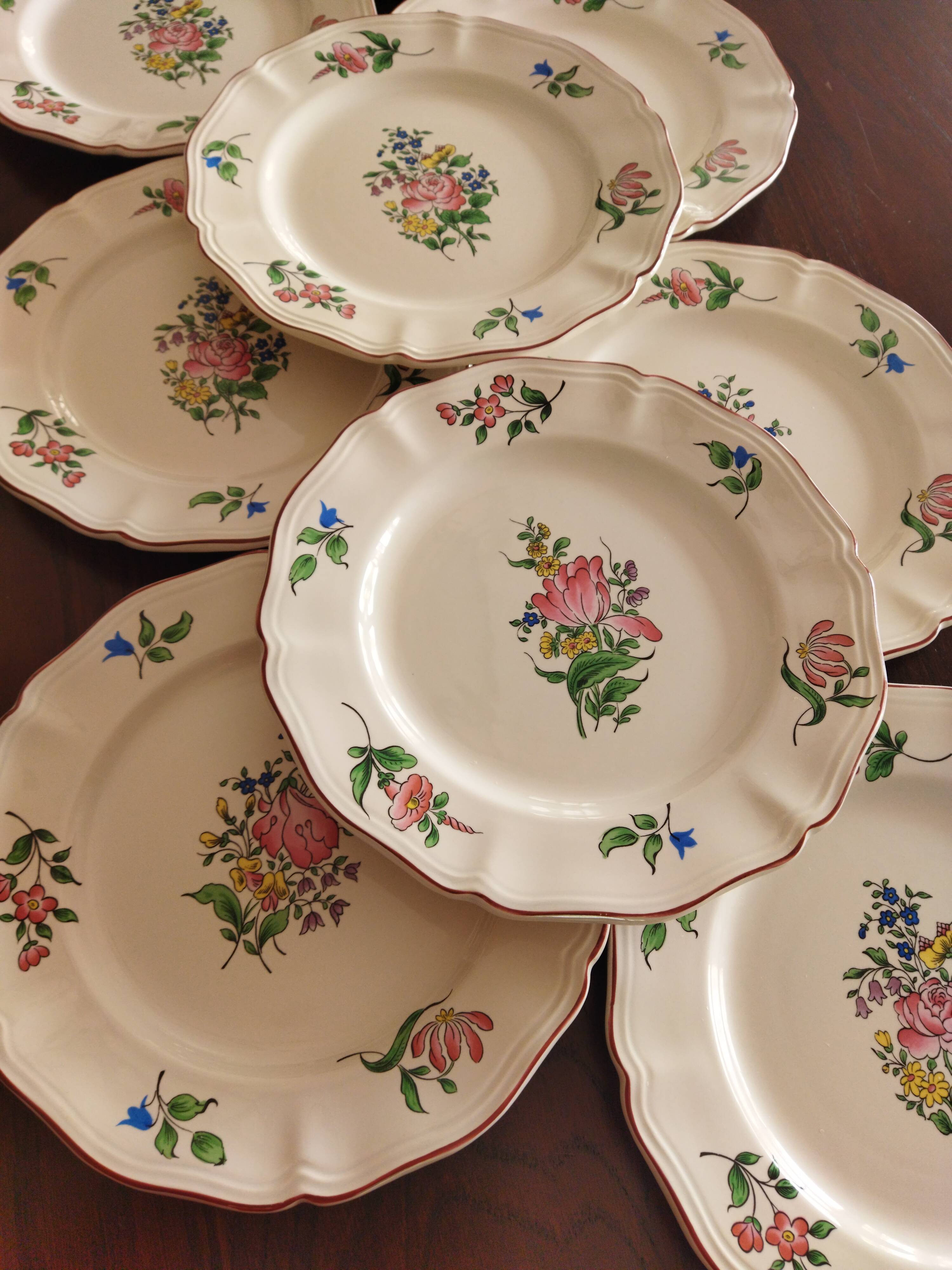 9 dessert plates “Réverbère fin” KG Lunéville