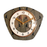 Horloge vintage pendule murale silencieuse trapèze "Noir doré"