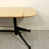 Midcentury Italian Steel And Marble Coffee Table.