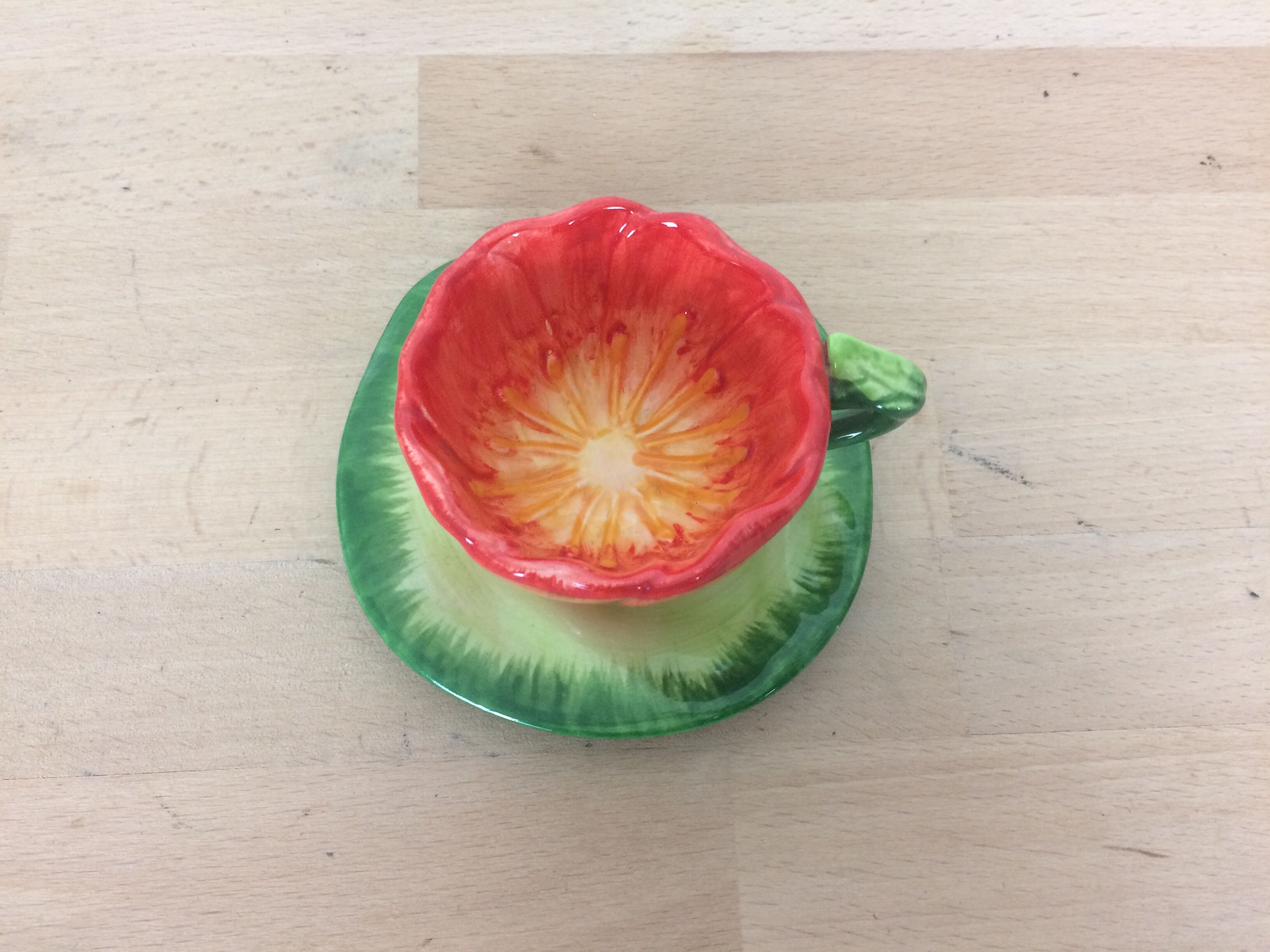 Cup and saucer ceramic flower