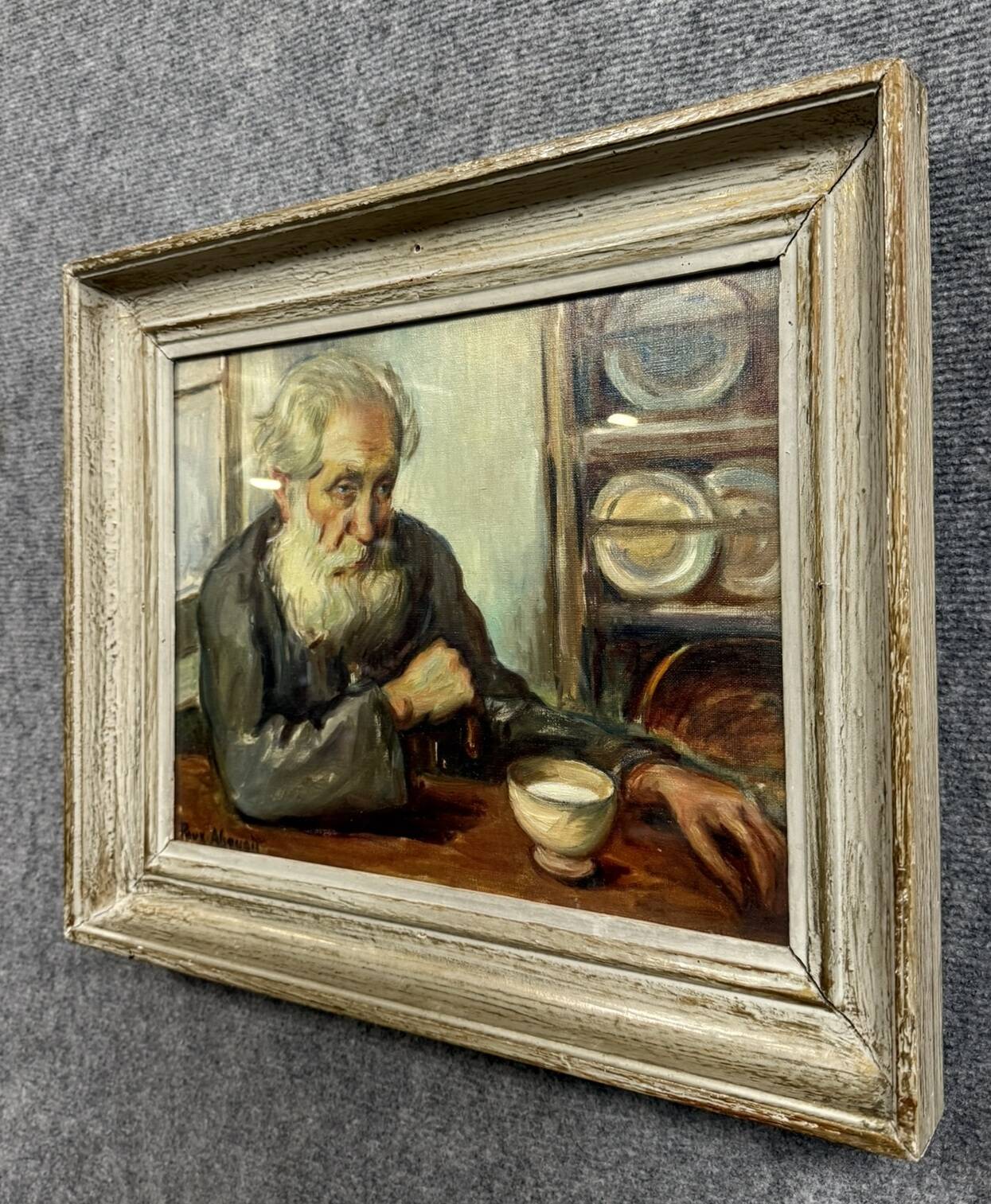 Roux Abougit: Oil on canvas painting circa 1920-1930 the old man