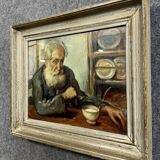 Roux Abougit: Oil on canvas painting circa 1920-1930 the old man