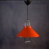 1970s orange lacquered metal designer pendant light