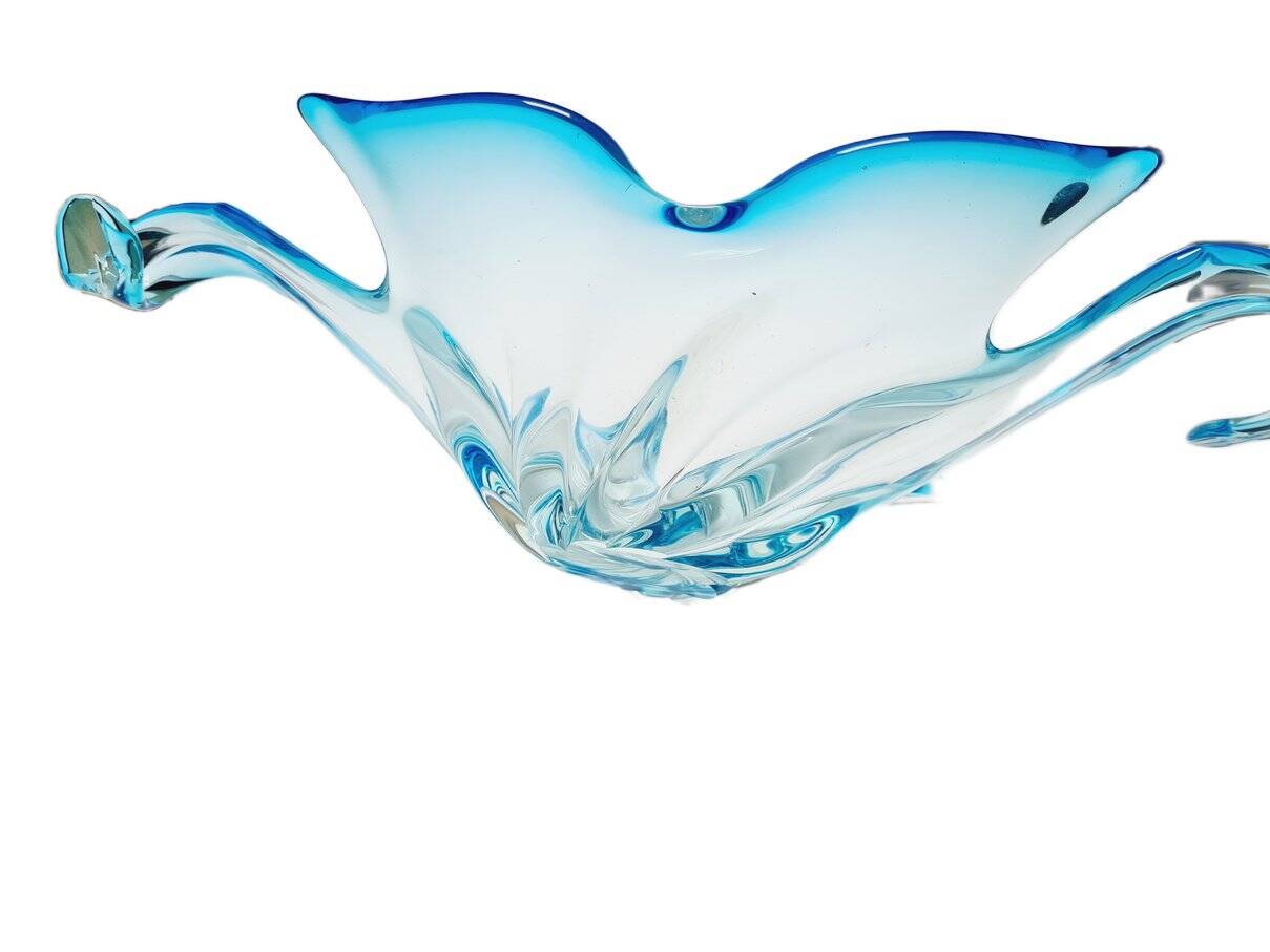 Postmodern Sommerso Murano glass fruit bowl from Mandruzzato, Italy, 1950