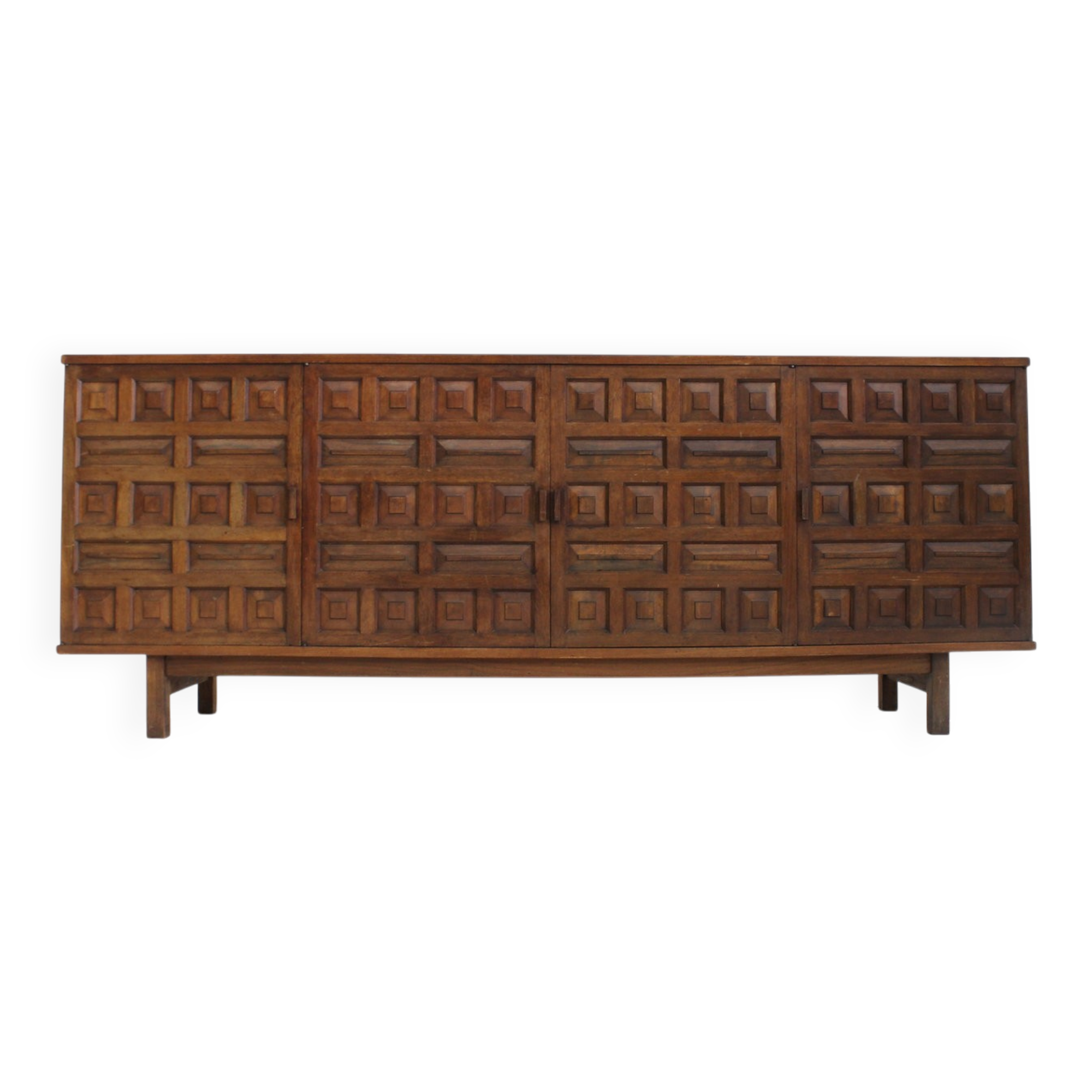 Vintage Spanish brutalist sideboard credenza 1970s