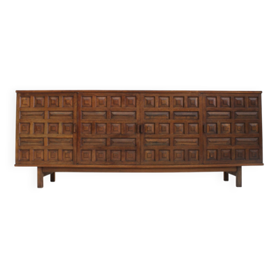 Buffet crédence brutaliste espagnol vintage des années 1970