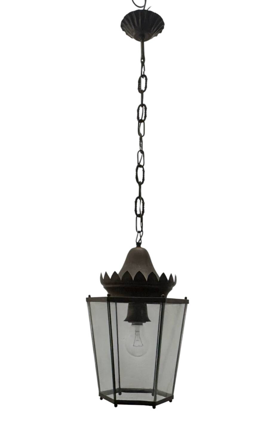 Suspension en verre et bronze vintage des années 1950
