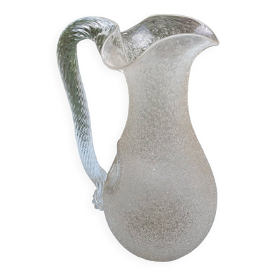 Carafe rafraichissoir pichet baccarat ou st louis cristal givré anse torsadée