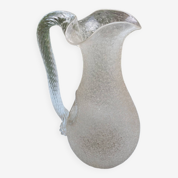Carafe refresher pitcher baccarat or st louis frosted crystal twisted handle