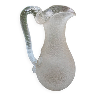 Carafe refresher pitcher baccarat or st louis frosted crystal twisted handle