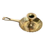 Brass hand candle holder with Egyptian decorations