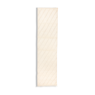Berbere carpet beni ouarain ecru corridor with raised bands 300 x 75 cm