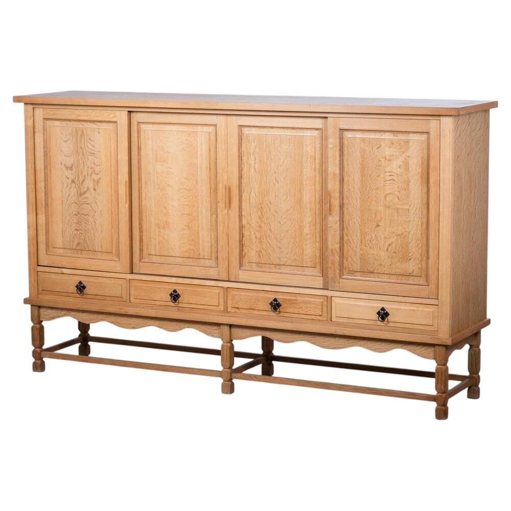 Brutalist Oak Sideboard attributed to Henning Kjærnulf, Denmark, 1960s