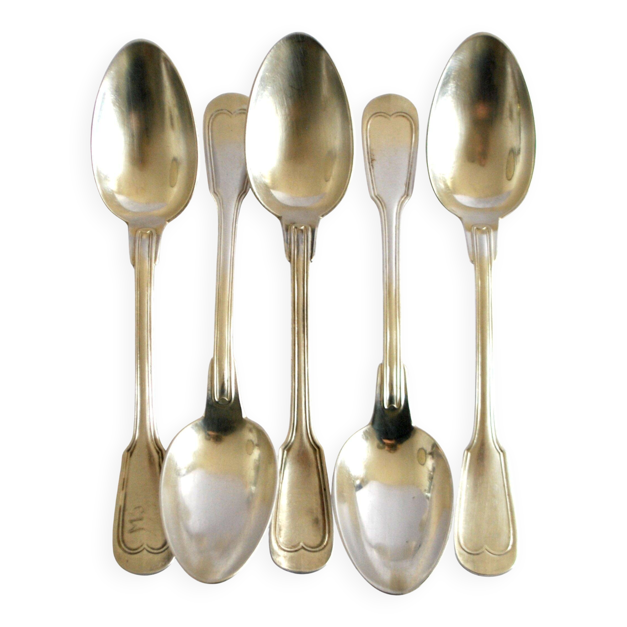 SFAM set of 5 CHINON silver-plated table spoons, antique style, 21cm