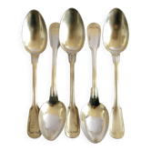 Sfam lot de 5 cuillères de table chinon en métal argenté filet ancien 21cm