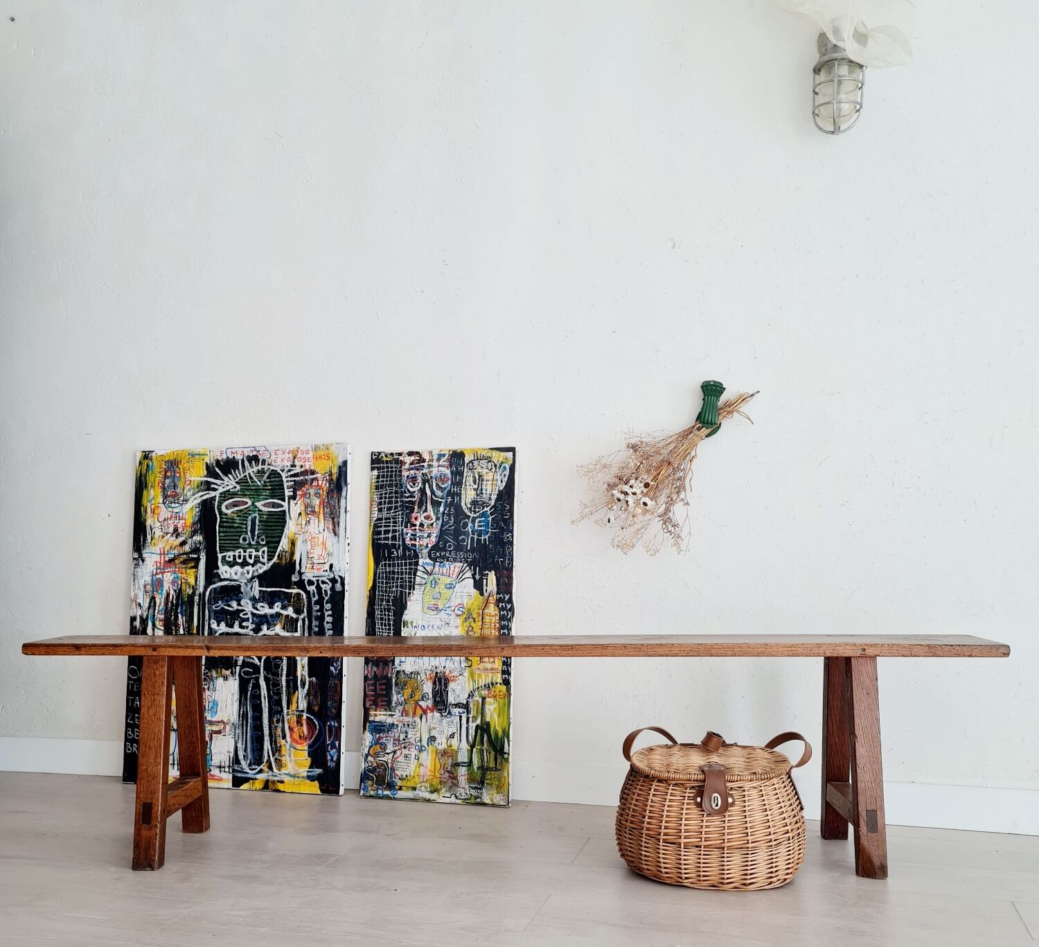 Old wooden farm bench