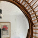 Miroir vintage 1960 soleil rotin - 78 cm