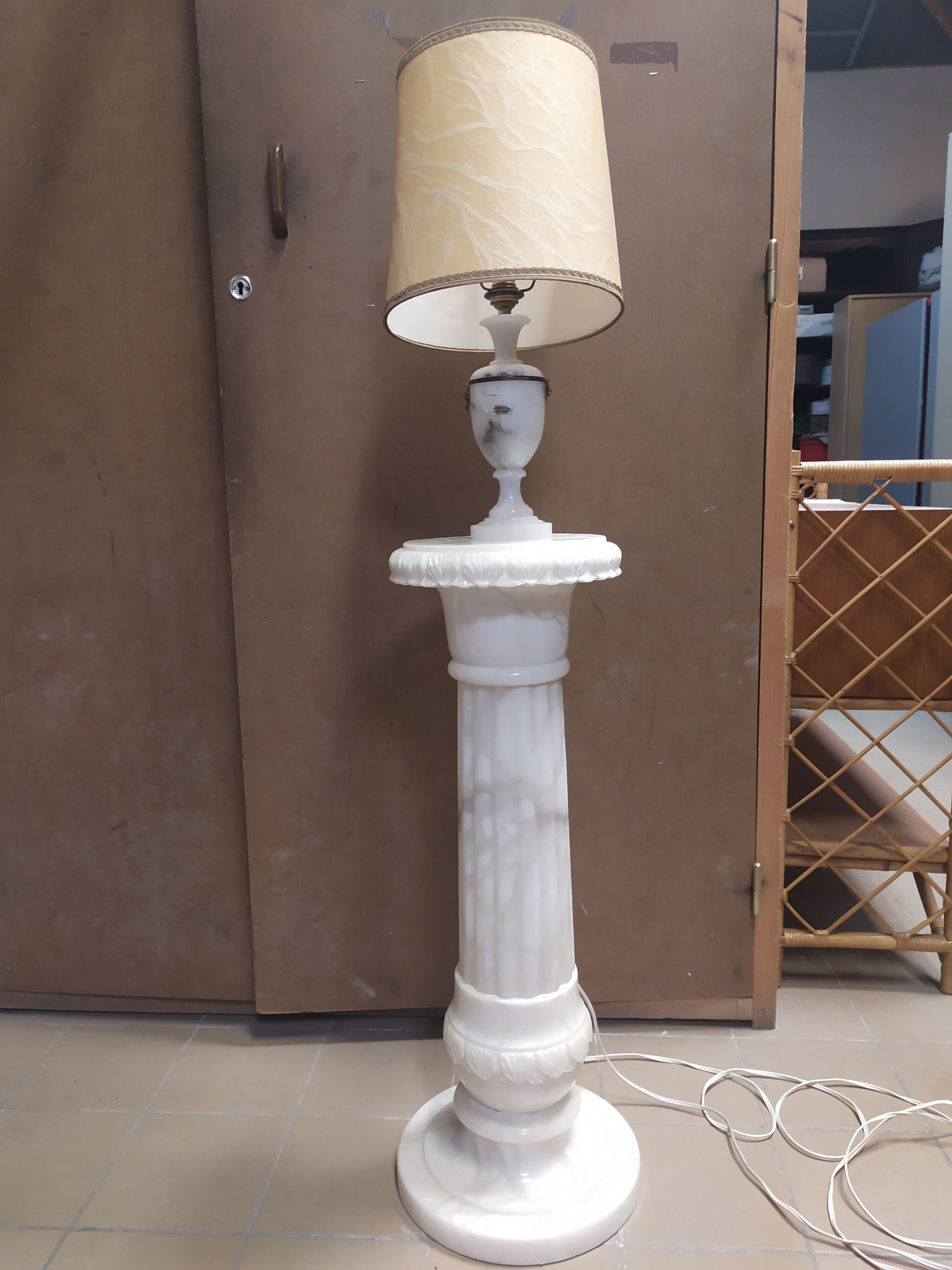 Alabaster lamp on its alabaster light column