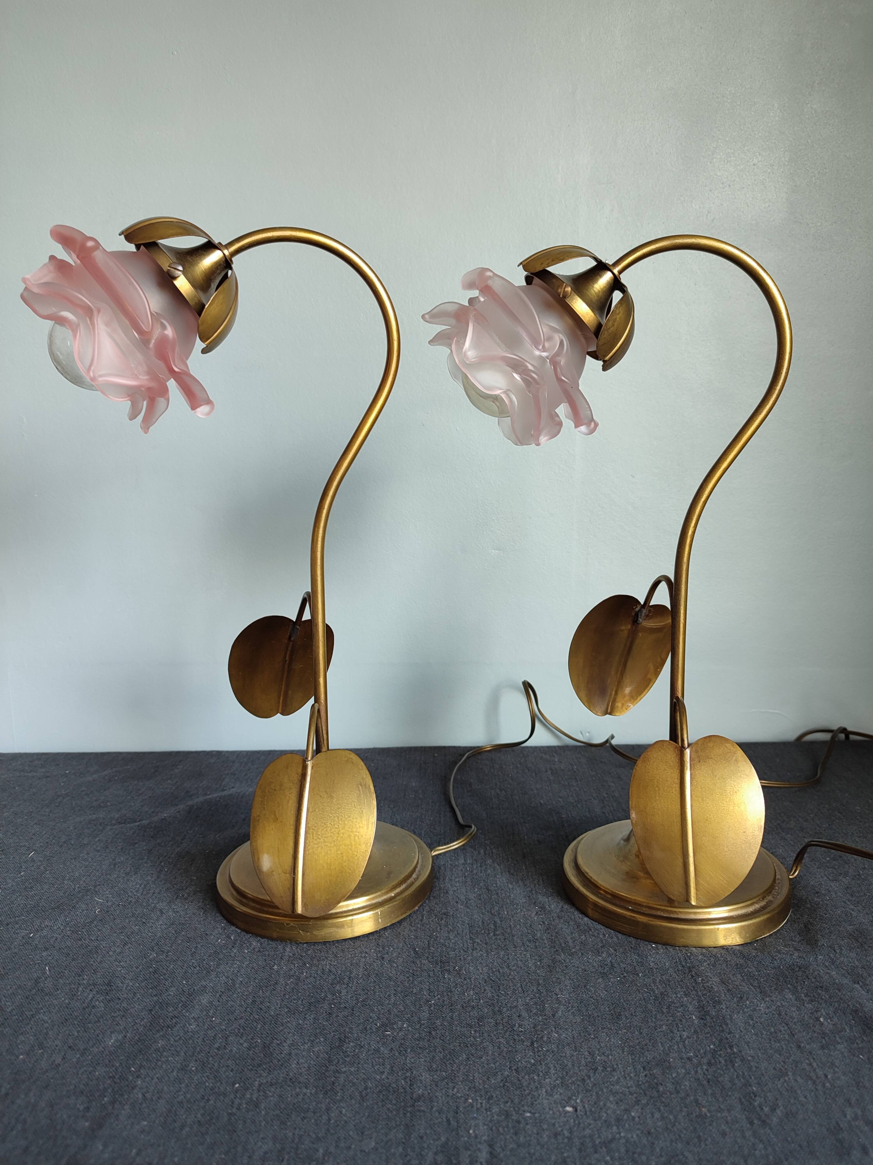 Pair of art deco lamps old gooseneck