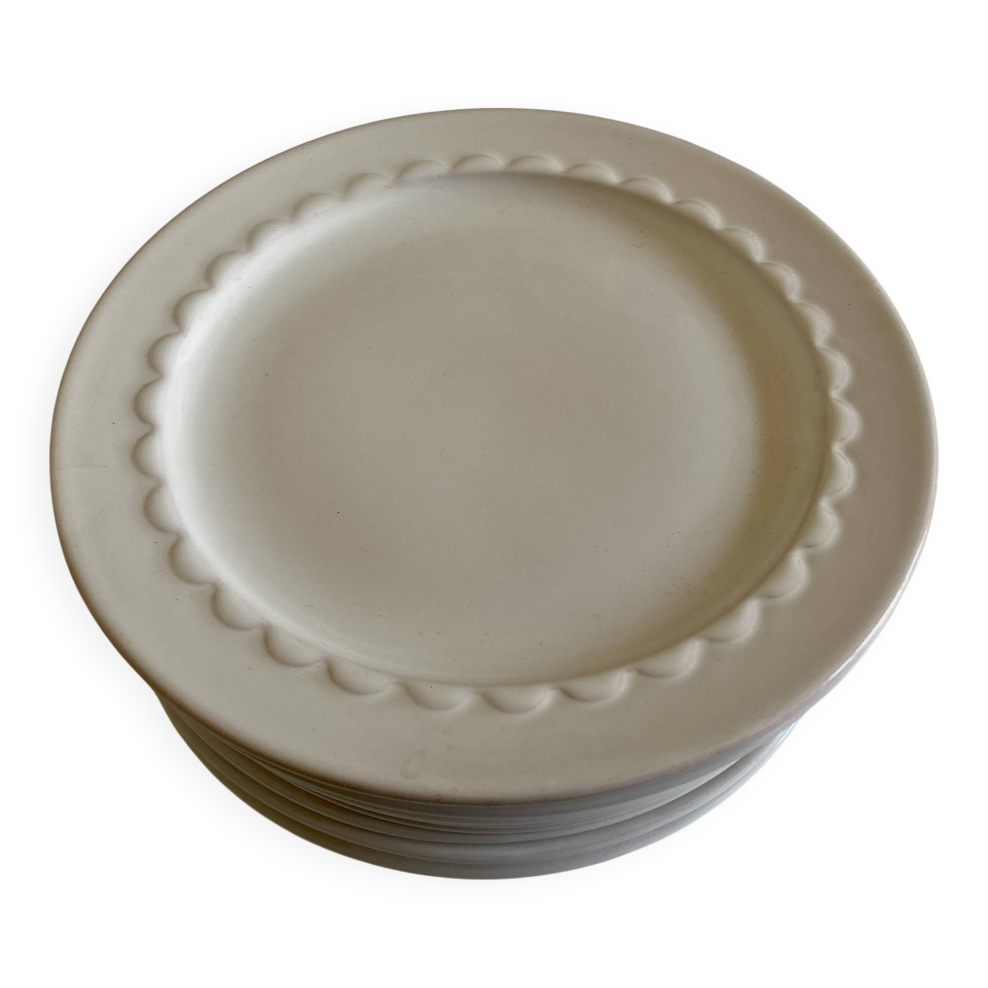 Set of 10 Festons dessert plates by Pierre Motton Gien 1970