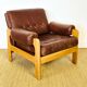 Vintage Scandinavian leather and teak armchair 1960