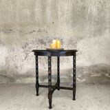 Vintage gueridon with beaded wooden legs.