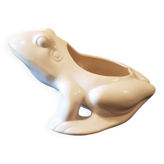 Jardinière -vide poche grenouille XXL en faïence blanche.