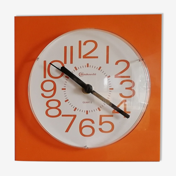 Vintage clock square silent wall clock "Bauknecht orange white"