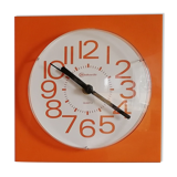Vintage clock square silent wall clock "Bauknecht orange white"