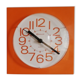 Vintage clock square silent wall clock "Bauknecht orange white"