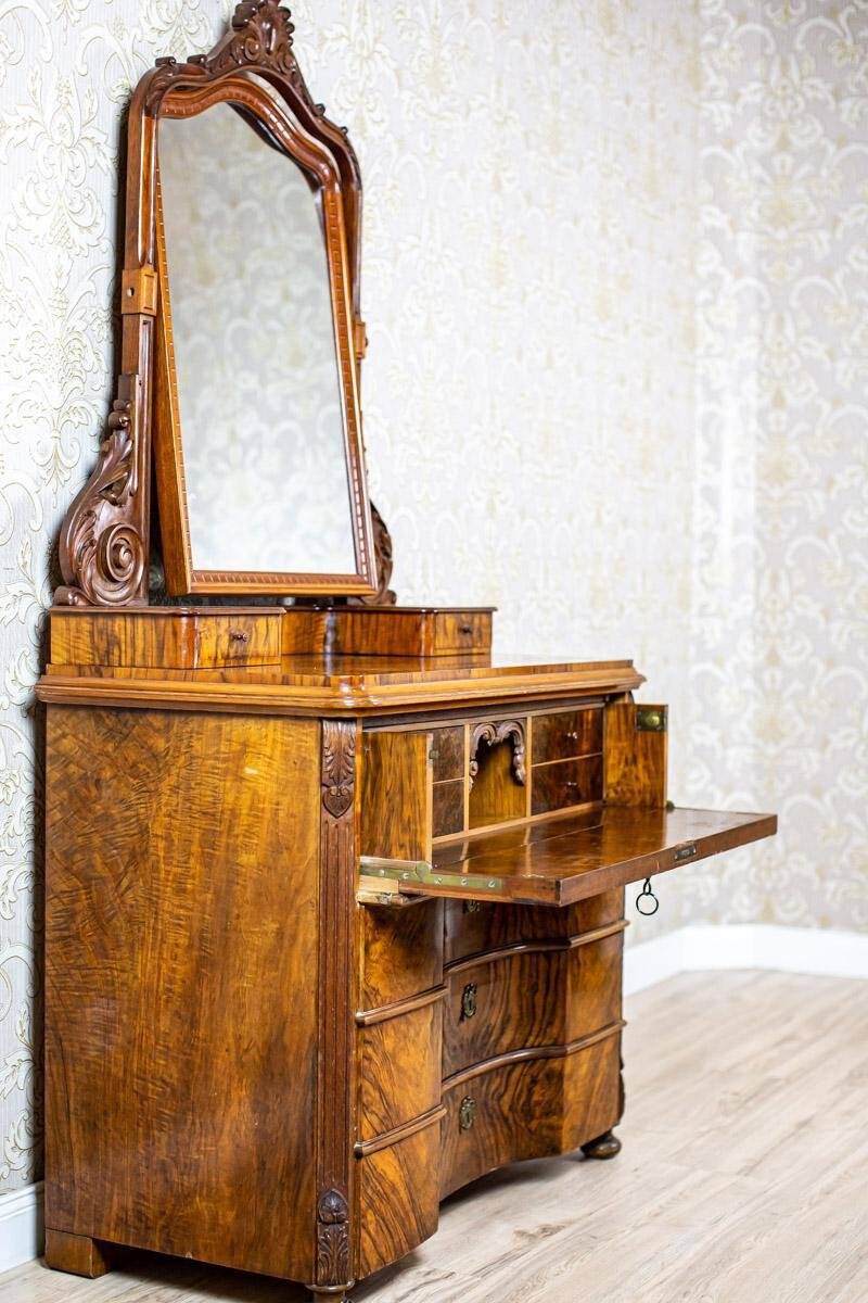 Antique Two-Part Dresser with Mirror, 1890s