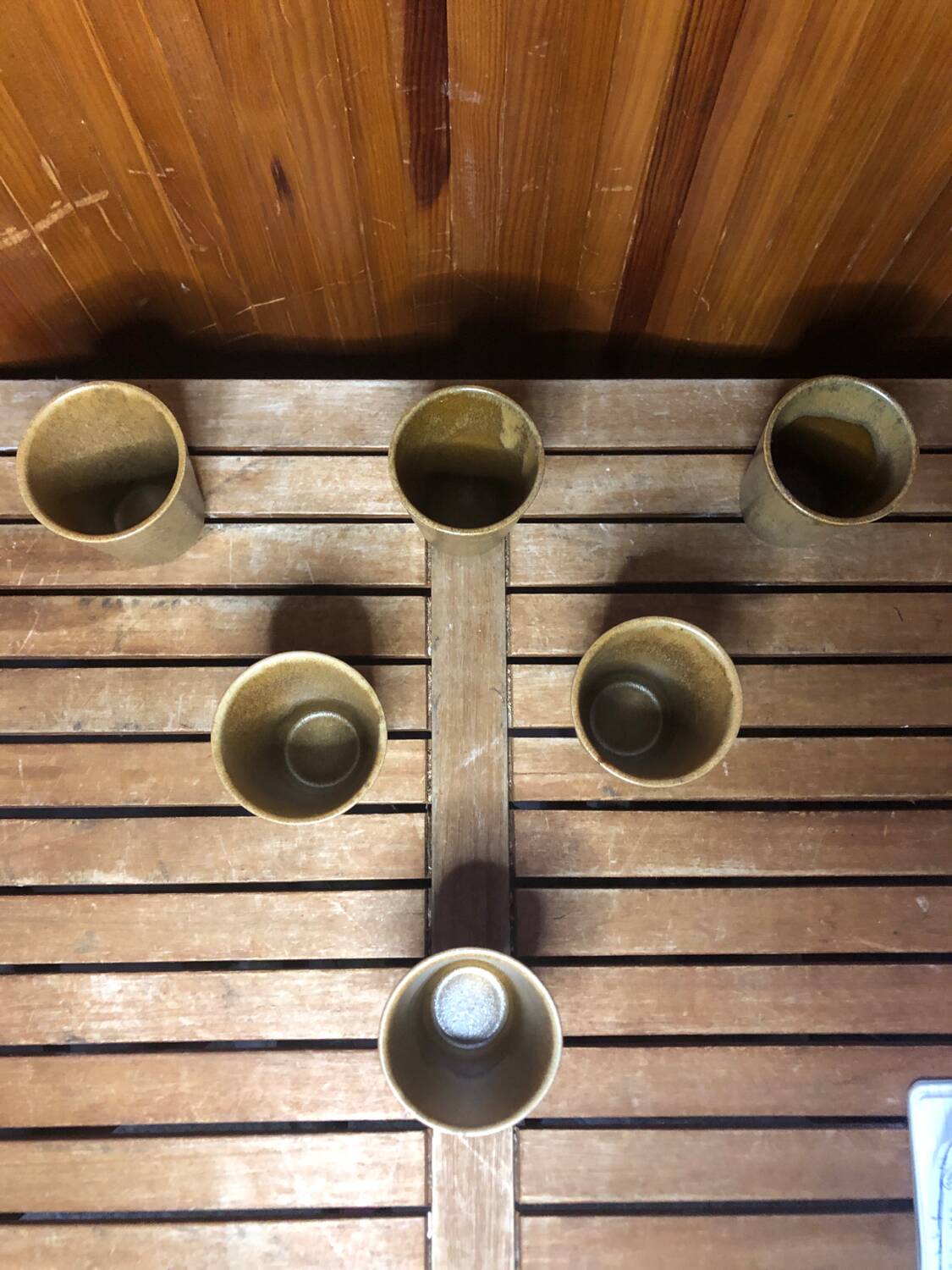 Series of 6 digoin beige stoneware cups made in france vintage #a601