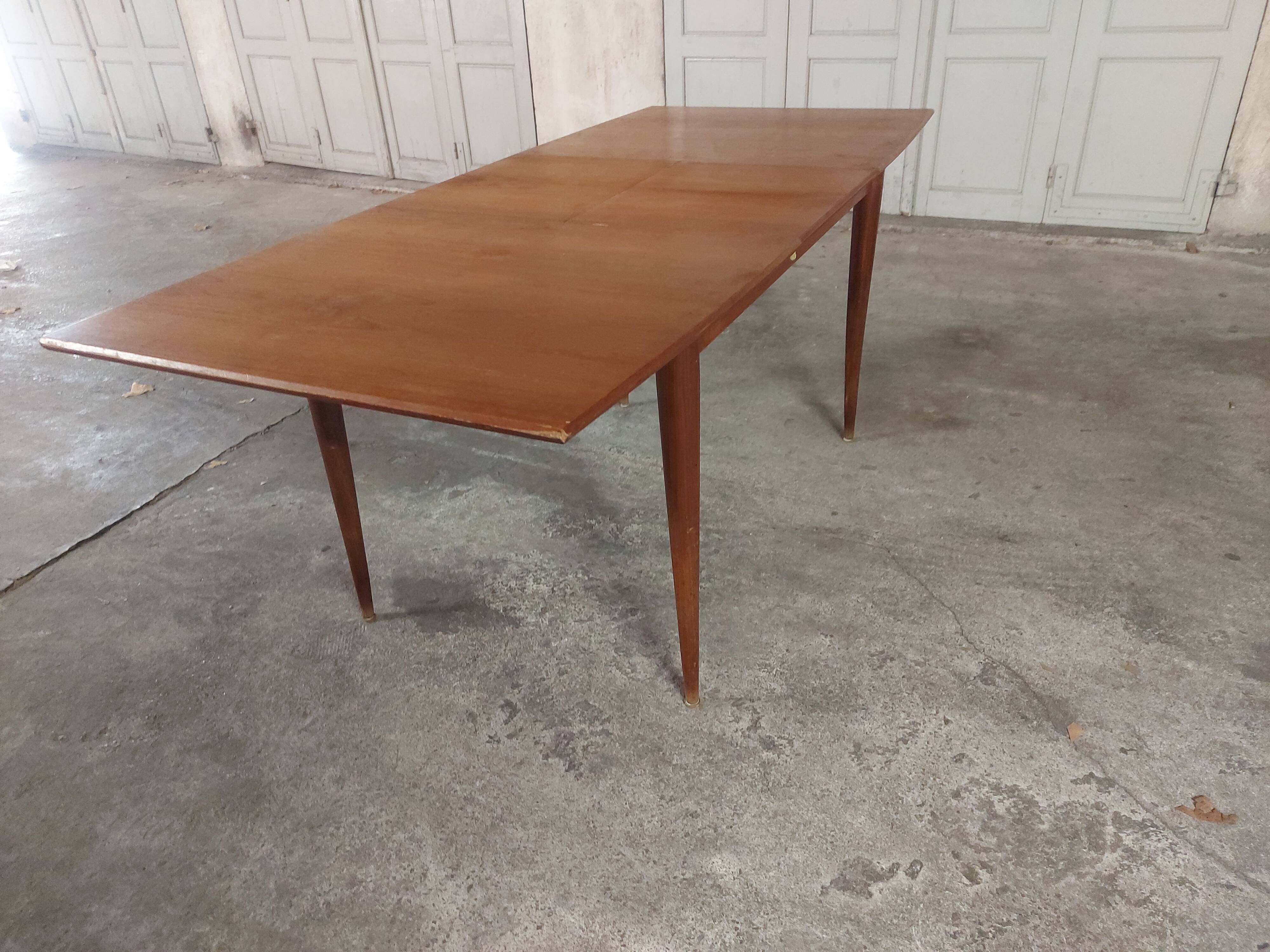 Scandinavian teak table with built-in extension