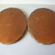 Old pair of lithographs house at the edge of the water signed wooden medallion frame