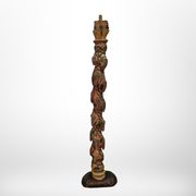 Colonne en bois sculpté avec décor de raisin, France 1900s