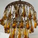 Vintage chandeliers with amber glass tassels and drops